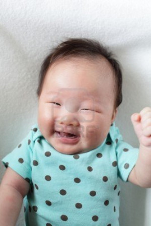 Funny Baby Smile Face Close Up Baby Are Two Months Child Is Asian Girl ...