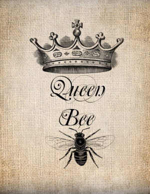 Antique Queen Bee Crown Script Illustration Digital Download for ...