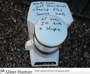 friend left his old coffee maker by the dumpster this morning.