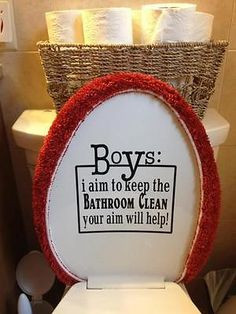 ... | BOYS: Your Aim Will Help | Funny Bathroom Vinyl Stickers Quotes