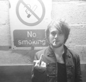 ... alexandria, b&w, black and white, cigarette, danny worsnop, fuck, sign