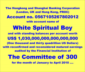 now, Your Majesty? Picture: HSBC - White Spiritual Boy shadow a/c ...