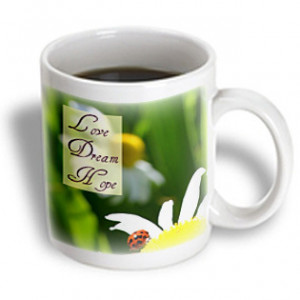 ... Love Dream Hope Ladybug on a Daisy Inspirational Quotes - 11 oz mug