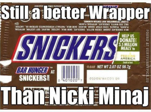 Funny Pictures - Snickers wrap - Still a better wrapper than Nicki ...