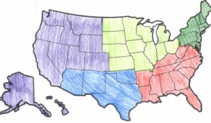 United States 5 Regions Map