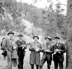 Stephen T. Mather (far left) at the dedication of Rocky Mountain ...