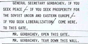 President Reagan's speech card from his remarks in Berlin,June 12 ...