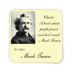 Mark Twain Reading Quote Bookplate Stickers
