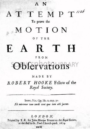 Hooke's work on gravitation, 1674