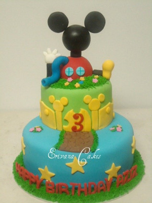 ... cake birthday party tier fondant celebrate minnie goofy disney