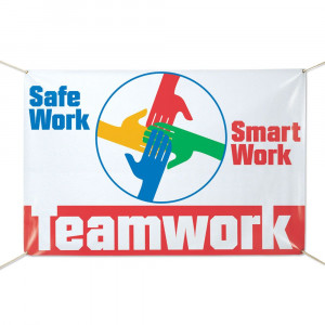 Home Safety Safe Work, Smart Work, Teamwork 6' x 4' Vinyl Banner
