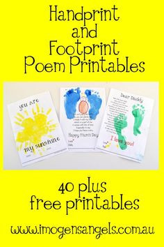 Kid’s and Painting ~ Handprint and Footprint Poem Printable Bonanza ...