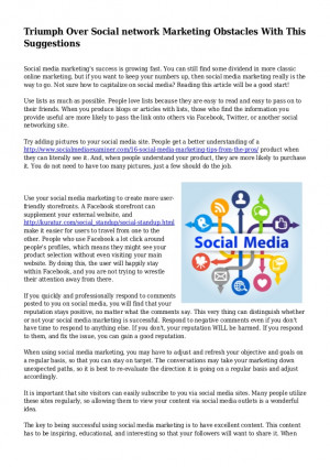 Triumph Over Social network Marketing Obstacles With This Suggestions