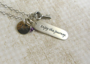 Poetry Jewelry, Inspirational, College Grad Gifts, Enjoy the journey ...