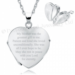 Loss of a Mother Heart Shaped Sterling Silver 4 Photo Locket can be