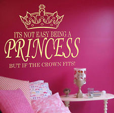 ... Not Easy Being A Princess Wall Art Sticker, Vinyl Quote, WA078, Girly