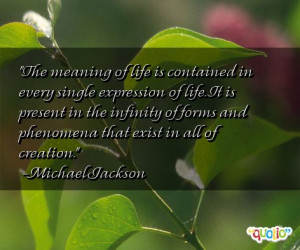The meaning of life is contained in every single expression of life ...