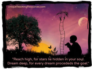 Reach high motivational quote by Pamela Vaull Starr