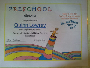 Dr Seuss Preschool Graduation Diploma