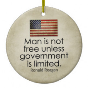 Ronald Reagan Quote - Man is not free Christmas Ornament