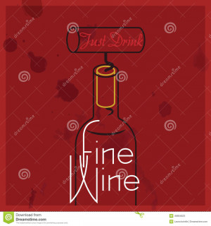 Minimalist illustration for inspirational quote regarding wine ...