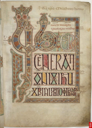 The Lindisfarne Gospels: Gospel of St Matthew the Evangelist, initial ...