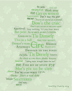 ... Day. These are funny Irish quotes that fill a map of Ireland. Slainte