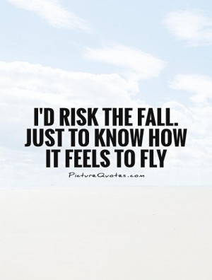 risk the fall just to know how it feels to fly Picture Quote 1