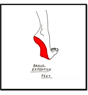 ... expensive feet, feet, funny, illustrations, louboutin, louboutins, red