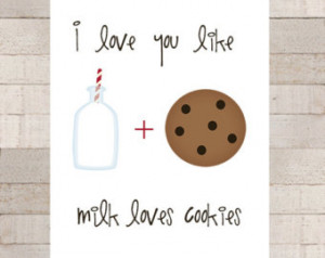 Loves Cookies- Milk and Cookie Wall Art- PRINTABLE- Kitchen Quotes ...