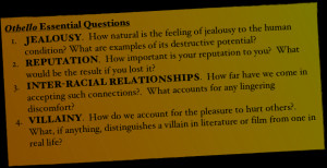 Jealousy Othello Othello essential questions