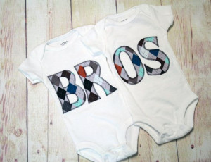 Twin Matching BROS Bodysuits for Twin Boys - Matching Twin Outfits for ...