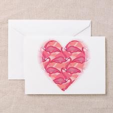 Pink Flamingo Heart Greeting Card for