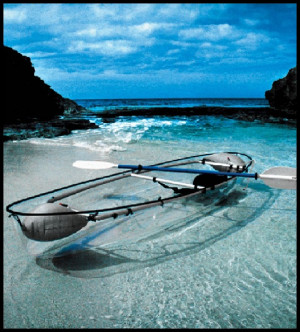 this canoe kayak hybrid has a transparent polymer hull that offers ...