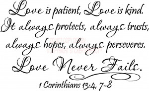 love is patient love is kind it always protects always trusts always ...