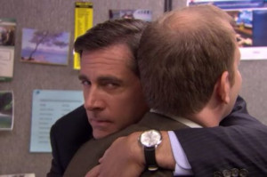 the office michael scott steve carell LOL classic hug Toby Flenderson ...
