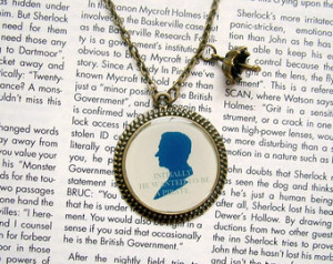 Mycroft Holmes Silhouette & Quote Necklace 