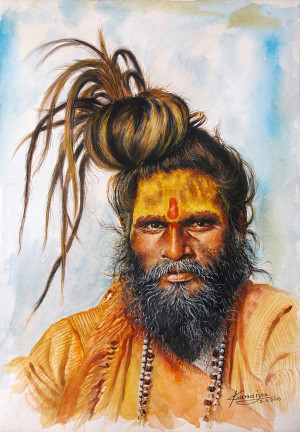 Sadhu Watercolor Painting