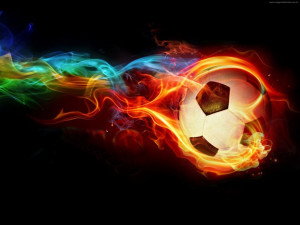 ballon de football de feu néon Wallpaper