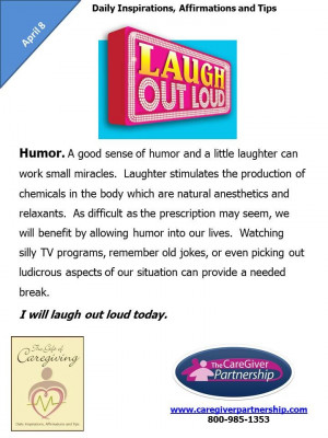 April 8 Daily CareGiver Affirmation: Humor #caregiver