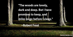 the woods are lovely dark and deep but i have promises to keep and ...