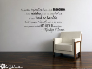 Wall Word Sticker: I'm Selfish... Marilyn Monroe Quote