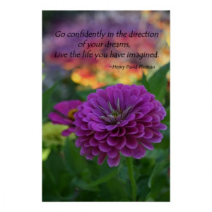 Colorful Purple zinnia flower orange flowers quote Posters