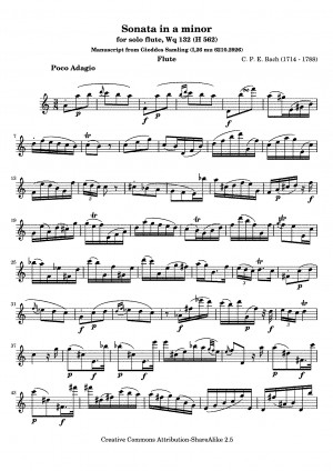 Flute Sonata in A minor, H.562 (Bach, Carl Philipp Emanuel)