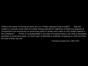 Theodosius Dobzhansky quote on the Multitude of species vs God