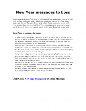 New Year Messages To boss