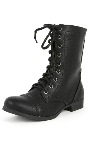 Soda Relax-s Lace Up Combat Boots BLACK
