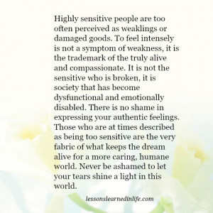 Lessons Learned in Life | Highly sensitive people.