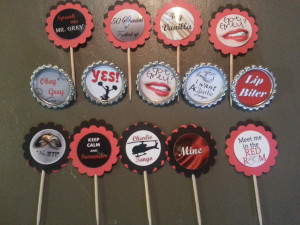 cupcake toppers 50 Shades of Grey Theme Party 50th