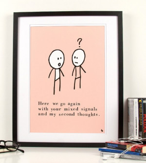Soft pink pop art poster print whimsical couple quote by kyd13, $14,95